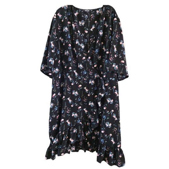 NWOT NASTY GAL FLORAL CHIFFON WRAP DRESS SZ.20 - Picture 2 of 6